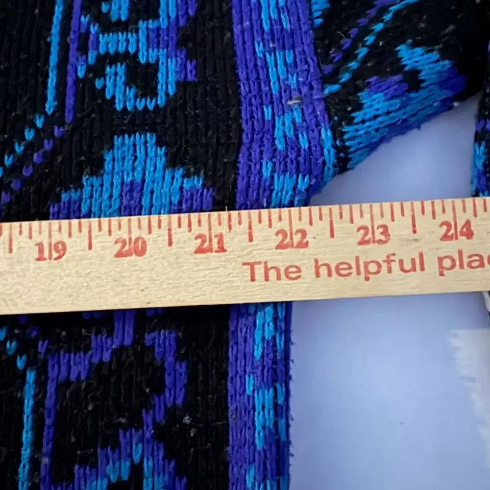 Vintage Todays News Mens Large Geometric Coogie Style Pullover Sweater Blue